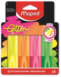 Szövegkiemelő készlet, 1-5 mm, MAPED "Glitter Fluo Peps", vegyes fluoreszkáló színek